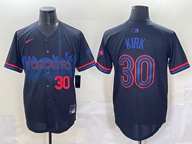 Men 2025 Toronto Blue Jays 30 Kirk Black Joint Name Nike MLB Jersey style 7